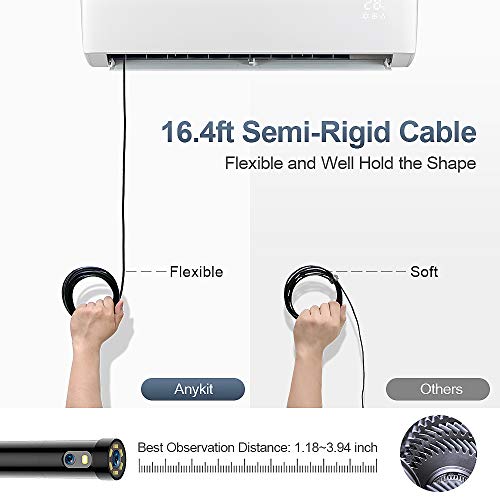 Pipe Sewer Inspection Camera, Dual Lens 1080P Industrial Endoscope, 4.5â€ Screen Waterproof Borescope Snake Camera with 6 LED, 16.4FT Semi-Rigid Cable Endoscope, 2500mAh Battery, 32GB TF Card