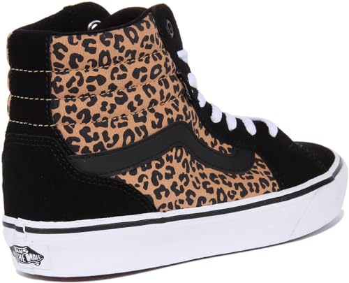 Vans Women's Hi-Top Trainers Sneaker, Cheetah Black White, 9.5