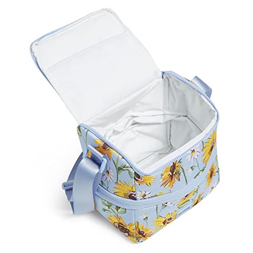 Vera Bradley Women's Recycled Lighten Up Reactive Expandable Lunch Cooler Lunch Bag, Sunflower Sky, One Size