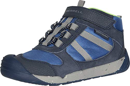 Merrell Kids' Unisex Bare Steps Ridge Jr Hiking Boot, Navy/Green, 07.5 M US Toddler