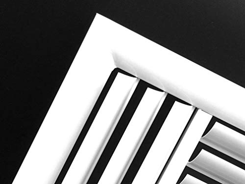 14" w X 14" h 4-Way Aluminum Curved Blade Adjustable Air Supply HVAC Diffuser - Full Control Vertical/Horizontal Airflow Direction - Vent Duct Cover [Outer Dimensions: 15.65" w X 15.65" h]