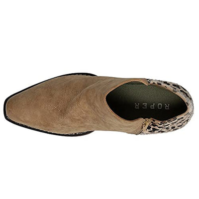 ROPER Sedona Tan Faux Leather Vamp/Leopard Print Heel 5 M