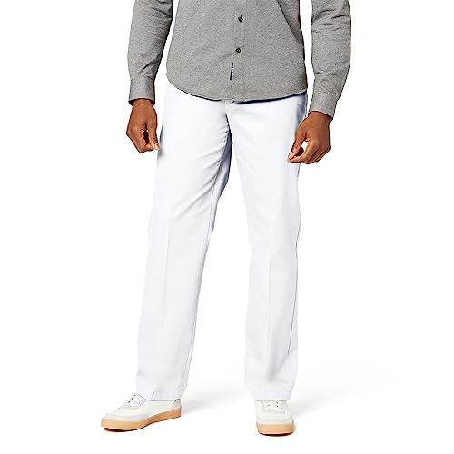 Dockers Men's Classic Fit Signature Khaki Lux Cotton Stretch Pants (Regular and Big & Tall), Paper White, 36W x 29L