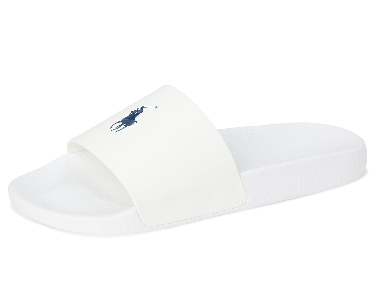 POLO RALPH LAUREN Polo Slide Sandal White/Navy 9 D (M)