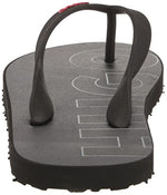 HUGO Mens Bold Logo Denim Print Flip-Flop, Charcoal Denim, 12 US