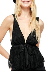 Free People Chante Lace Tank Top, Black S