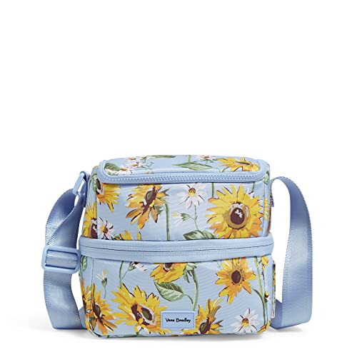 Vera Bradley Women's Recycled Lighten Up Reactive Expandable Lunch Cooler Lunch Bag, Sunflower Sky, One Size