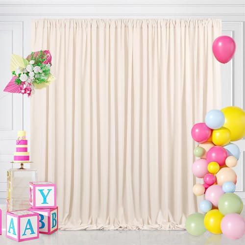 10ftx8ft Backdrop Curtains Polyester Backdrop Curtain Ivory Backdrop Drapes for Cloth Ceremony Fall Wedding Backdrop Fabric 2 Packs 5ftx8ft Christmas Decoration