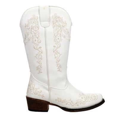 Roper Women's Riley Scroll Western Boot, Tan, 7