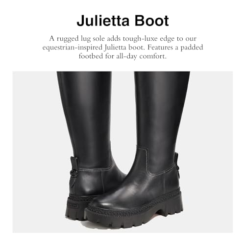 Coach Women's Julietta Leather Boot Knee High, Black, 5.5