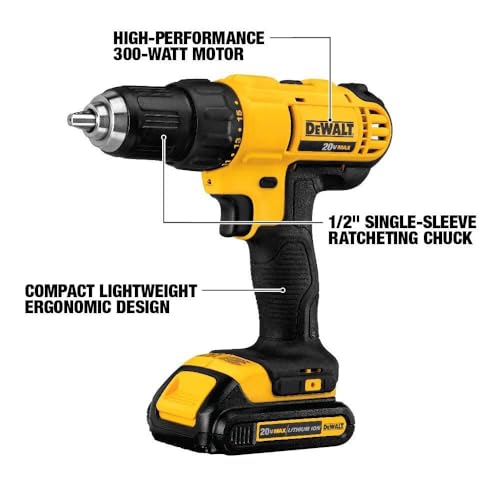 DEWALT 20V Max Cordless Drill/Driver Kit, 2 Batteries and Charger Included (DCD771C2)