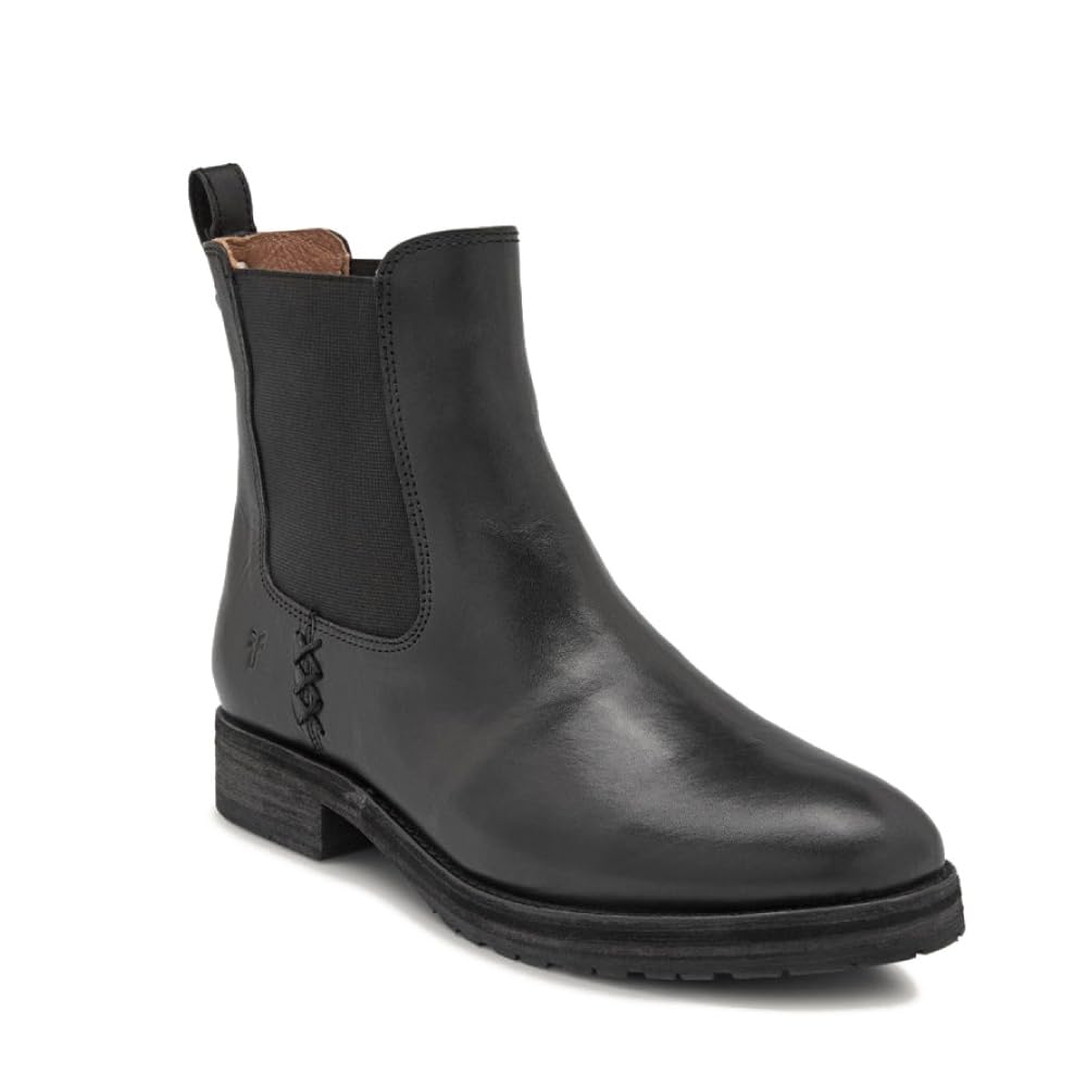 Frye Melissa Double Sole Chelsea Boots for Women - Rugged and Comfortable Leather Lined Slip On Classics with Leather Outsole and Antique Metal Hardware, Black - 11 M