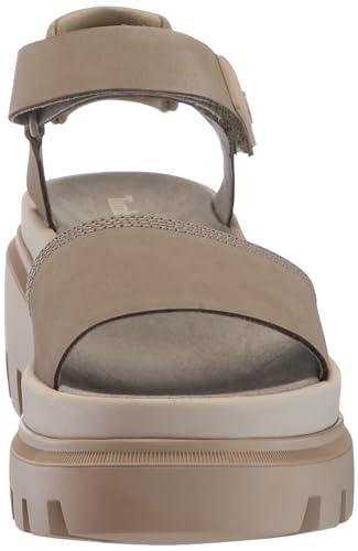 Timberland Women's Everleigh T-Strap Sandal, Light Taupe Nubuck, 6
