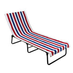 DII Stripe Beach Lounge Chair Towel with Fitted Top Pocket, 26x82, Red, White, Blue