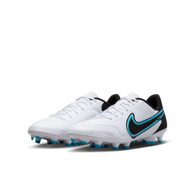 Nike Jr. Tiempo Legend 9 Club MG Little/Big Kids' Multi-Ground Soccer Cleats/Size White/Black Baltic Blue 4
