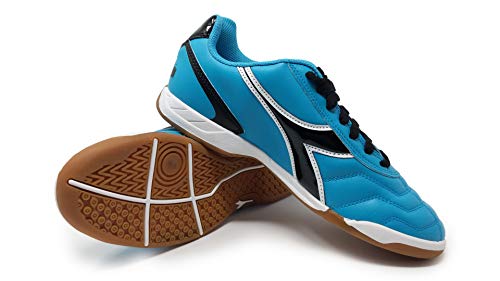 Diadora Women's Capitano ID Indoor Soccer Shoes (9 Wide, Columbia Blue/Black)