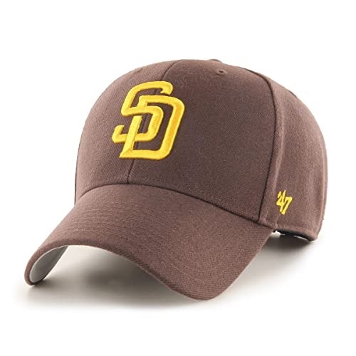 '47 MLB Team Color Home Basic MVP Adjustable Hat, Youth One Size Fits All (San Diego Padres Brown)