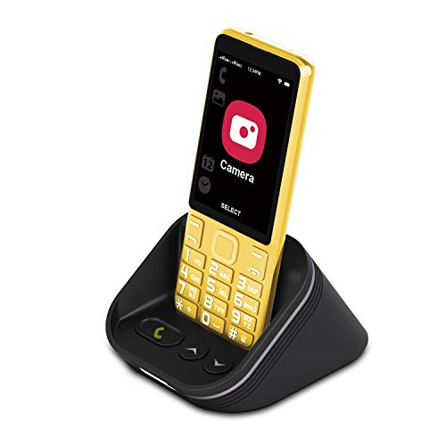 TIANHOO Cell Phone for Seniors 4G/LTE Unlocked, 4G Senior Cell Phone Unlocked, Dual Card Standby, Senior Cell Phone 4g Unlocked ATT with Charging Dock Speaker (Yellow)