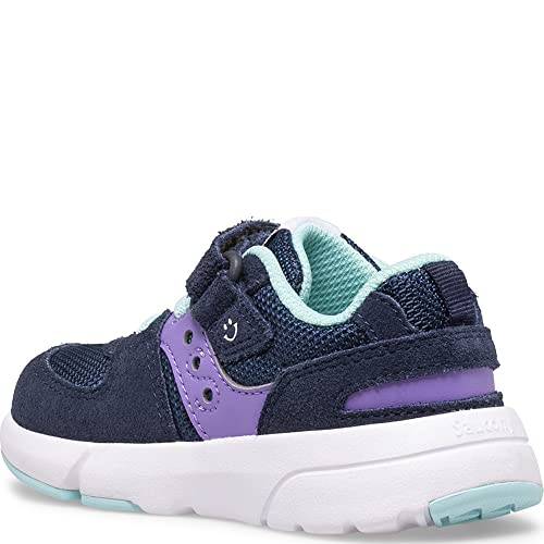 Saucony Jazz LITE 2.0 Sneaker, Navy/Purple/Turq, 9 Wide US Unisex Little_Kid