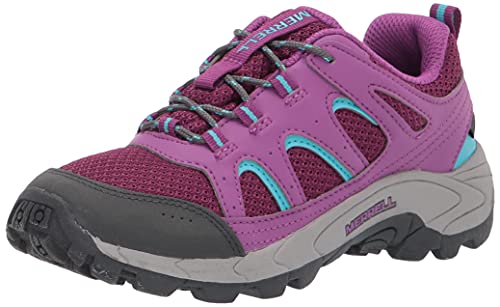Merrell Oakcreek Low Lace WTRPF Hiking Sneaker, Paloma/Berry, 6.5 US Unisex Big Kid