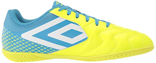 Umbro Men's Sala 5 IC Indoor Soccer Shoe, Yellow/Whie/Blue, 9