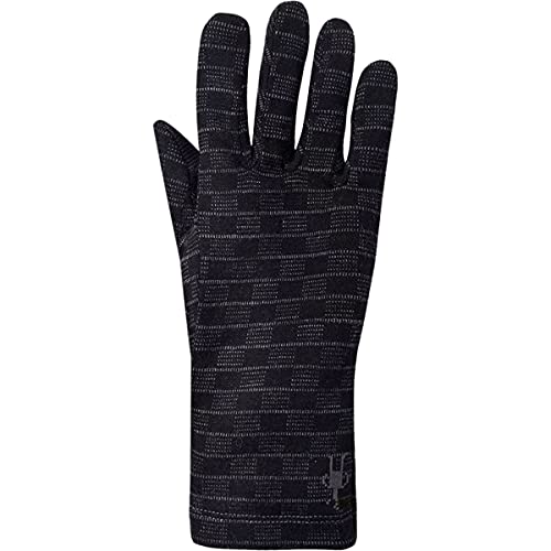 Smartwool Merino 250 Pattern Glove Black-Medium Gray Heather Micro Buff Check Xs