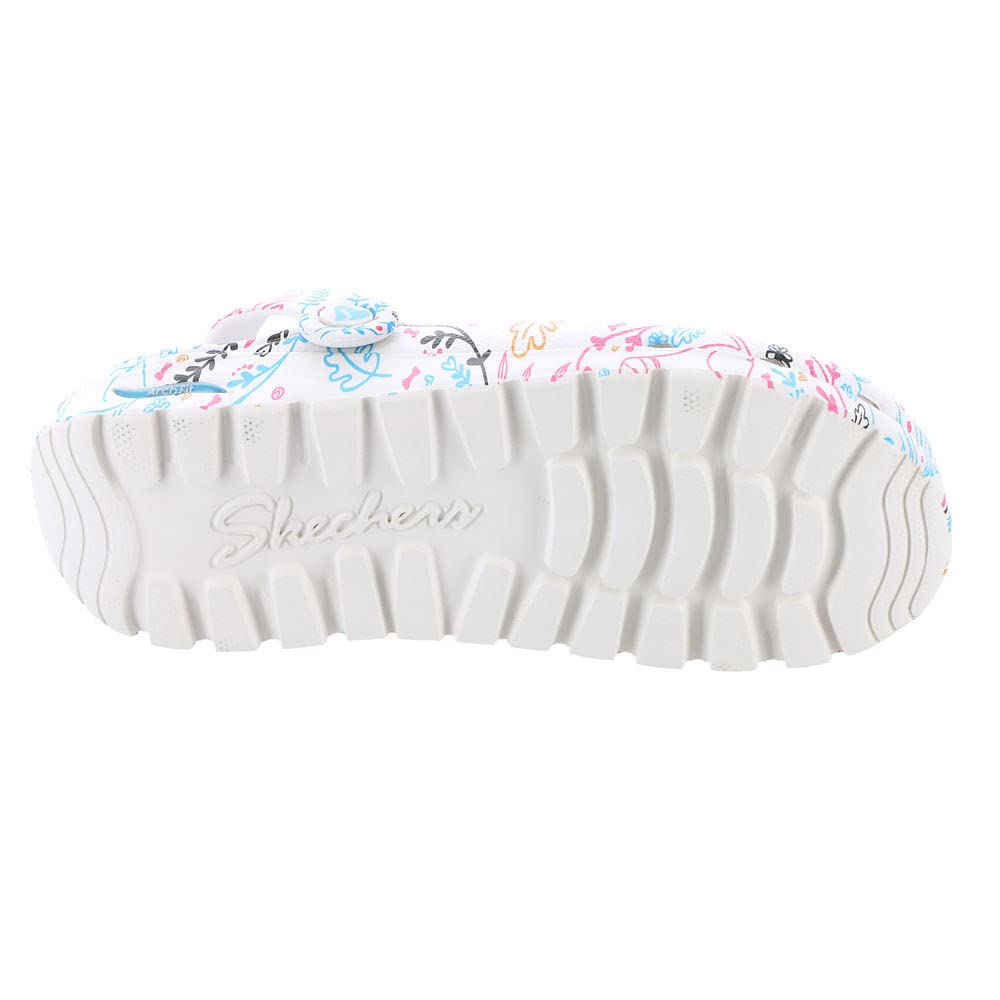 Skechers Foamies Arch Fit FootstepsFlower Pups Clog Womens Slip On 10 BM US WhiteMulti