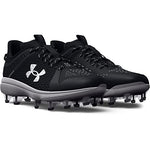 Under Armour Men's Yard Low MT TPU Baseball Cleat, (001) Black/Black/White, 8