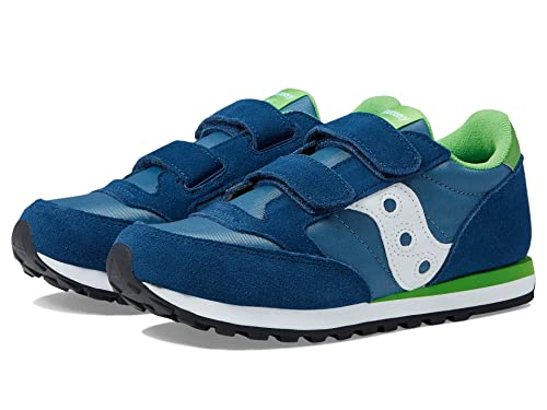 Saucony Jazz Double Hook and Loop Sneaker, Blue/Green, 12.5 US Unisex Big Kid