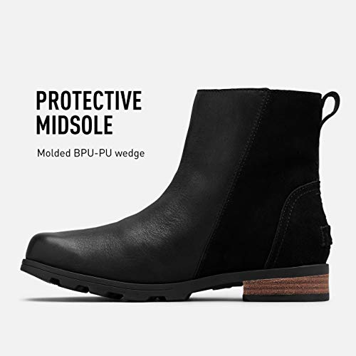 Sorel Womens Emelie Zip Outdoor Waterproof Winter Ankle Leather Boots - Black - 10
