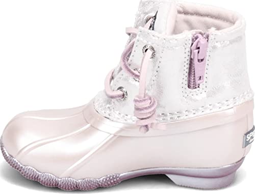 Sperry Saltwater Sparkle Textile Rain Boot, Lilac, 7 US Unisex Little Kid