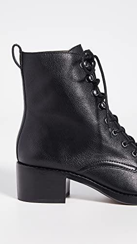 Madewell Women's Combat The Patti Lace Up Boots - Chunky Heel, Smooth Leather Lining and Cushioned Footbed - True Black 7 M