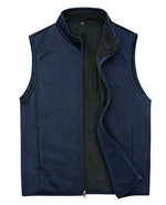 Bonnorth Mens Zip Up Sherpa Vest for Men Knitted Sweater Winter Vest Mens Casual Warm Vests Outerwear with Pocket Dark Blue M