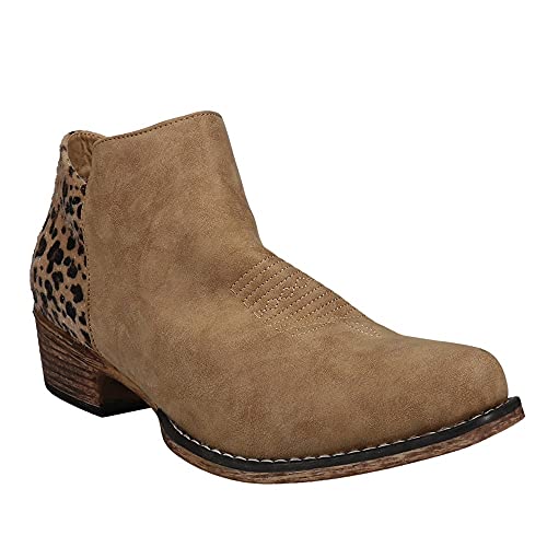 ROPER Sedona Tan Faux Leather Vamp/Leopard Print Heel 5 M