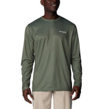 Columbia Men's Terminal Tackle PFG Bait Jumper Long Sleeve, Cypress/New Mint Bait Jumper Fresh, X-Small