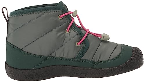 KEEN Howser 2 Quilted Mid Height Waterproof Comfy Durable Chukka Boots, Dark Forest/Fuchsia Purple, 3 US Unisex Big Kid