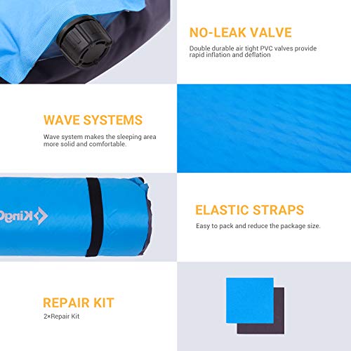 KingCamp Self-Inflating Foam Camping Mat Damp-Proof Lightweight Sleeping Pad Durable 78”x30” Single Bed for Outdoor Indoor Camping Backpacking Hiking 4 Inches R 6.0