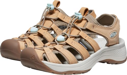 KEEN Women's Astoria West Closed Toe Sandals, Doe/Blue Glass, 9.5