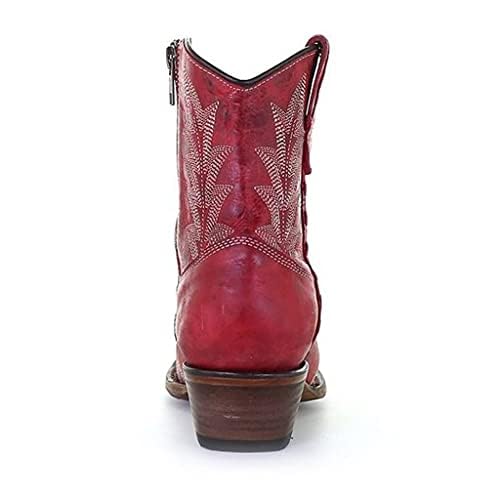 Circle G by Corral Ladies Red Embroidery and Zipper Ankle Booties L5704 (numeric_6_point_5)