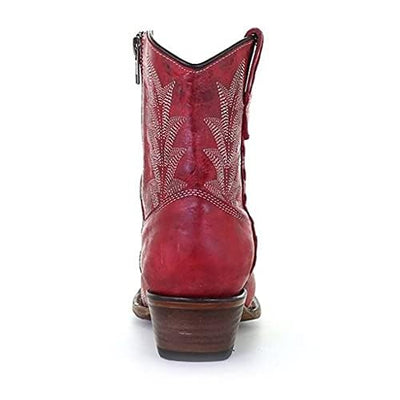 Circle G by Corral Ladies Red Embroidery and Zipper Ankle Booties L5704 (numeric_6_point_5)
