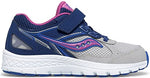 Saucony Unisex-Child Cohesion 14 Alternative Closure Sneaker, Navy/Grey/Grape, 11.5 M US Big Kid