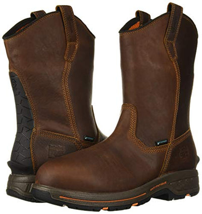 Timberland PRO Men's Helix HD Pull On Soft Toe Waterproof Industrial Boot, Brown Teak Trailblazer, 12