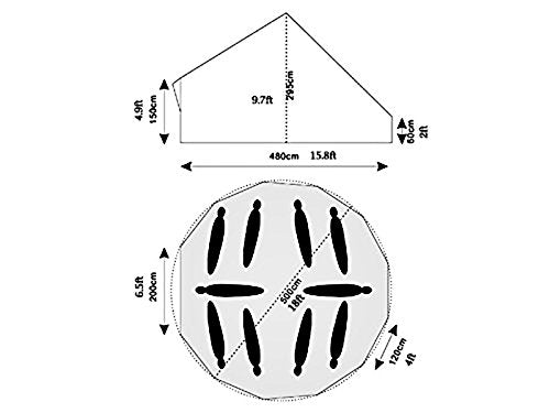 Hasika 4-Season 10 Persons Waterproof Large Family Tent Hunting Camp Tent, Huge Teepee Tents for Sale,Size 5M/16.4ft