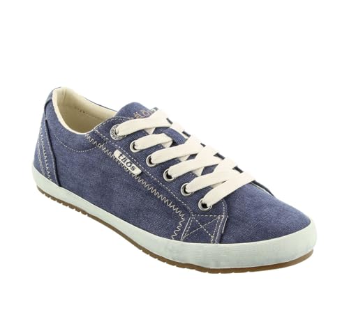 Taos Star Women's Sneaker - Iconic Style with Canvas Design for Everyday Adventures - Custom Fit Lacing and Removable Footbed with Arch Support for All Day Comfort Blue Wash Canvas 9.5 W US