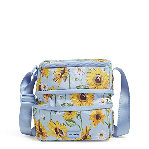 Vera Bradley Women's Recycled Lighten Up Reactive Expandable Lunch Cooler Lunch Bag, Sunflower Sky, One Size