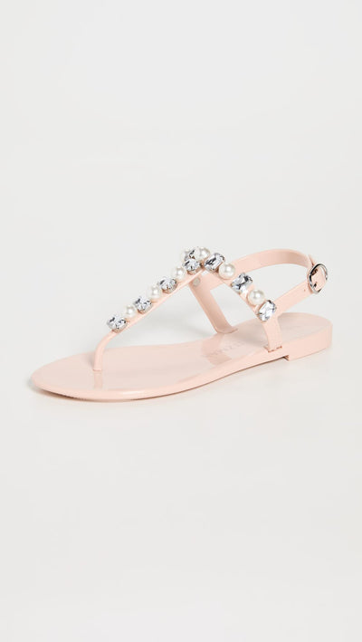 Stuart Weitzman Women's Goldie Crystal Jelly Sandals, Poudre, 8 Medium US
