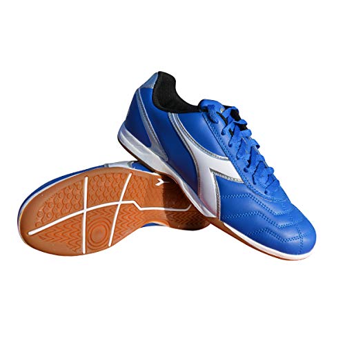 Diadora Men's Capitano ID Indoor Soccer Shoes (12, Royal/White/Silver)