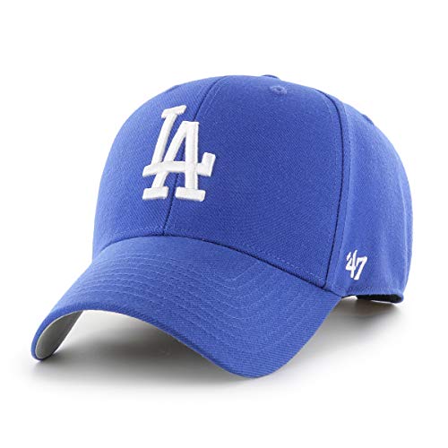 47 Los Angeles Dodgers Hat Los Angeles Script Back Logo Mens Womens Adjustable Baseball Cap, Royal Blue, One Size