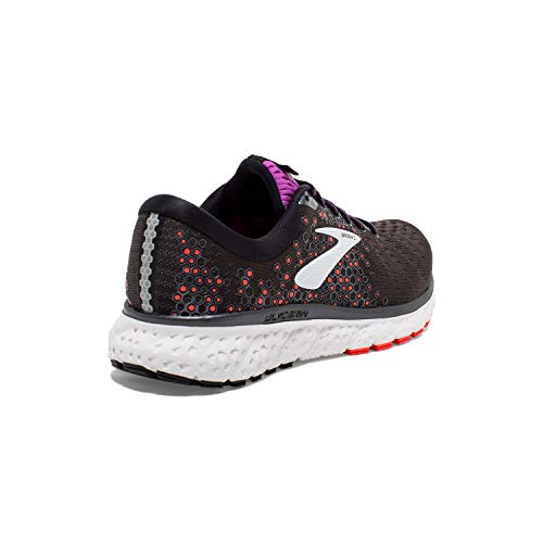Brooks Womens Glycerin 17 Running Shoe - Black/Fiery Coral/Purple - D - 7.0