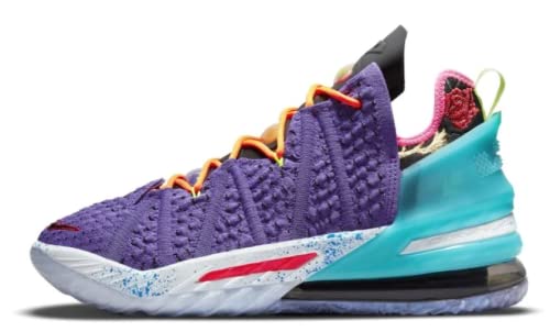 Nike Men's Lebron 18 Basketball Shoes, Psychic Purple/Multi-colour/Black, 9.5